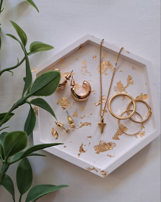 Dekoschale Hexagon Design gold