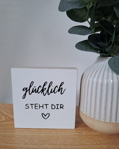 Holzschild glücklich