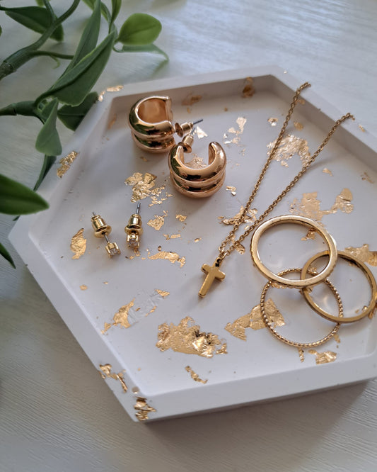 Dekoschale Hexagon Design gold